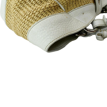 PRADA Paglia Vitello Daino Naturale Leather Satchel Bag Natural