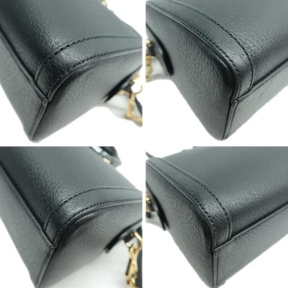 GUCCI Ophidia GG Web Leather Top Handle Shoulder Bag Black 524532