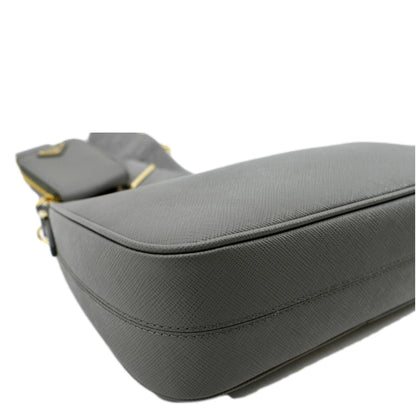 PRADA Re-Edition 2005 Saffiano Leather Shoulder Bag Gray