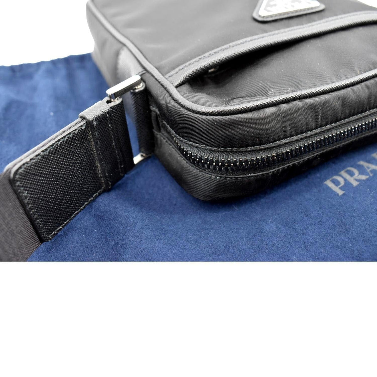 PRADA Re-Nylon Saffiano Leather Crossbody Bag Black
