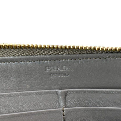PRADA Saffiano Zip-Around Wallet Brown