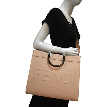 FENDI Sunshine Medium Full Grain Shopper Tote Beige