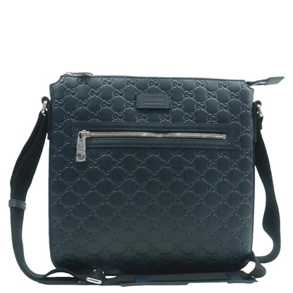 GUCCI Courrier Zip GG Leather Messenger Bag Blue 406408