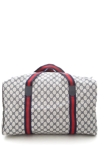 Gucci Navy & Red Web Trim GG Coated Canvas Duffle