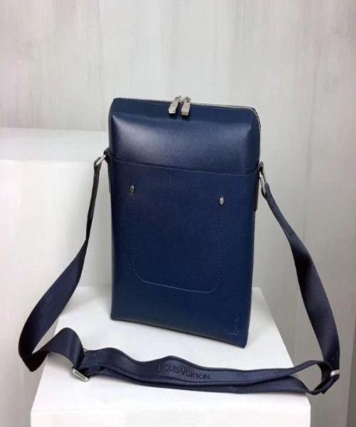 Louis Vuitton Pochette Grigori Cowhide Leather Dark Blue