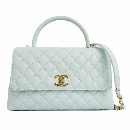 CHANEL CHANEL Coco Handle 29 Top Handle Flap Bag  A92991 Caviar S Light Blue G   Water Color Handbag Shoulder Bag   Wade