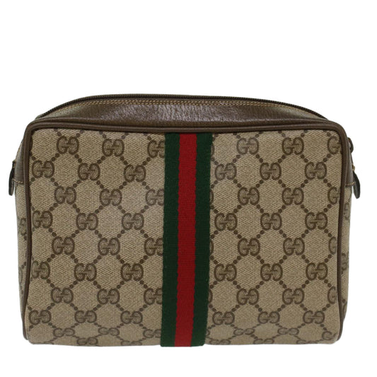 GUCCI GG Canvas Web Sherry Line Clutch Bag Beige Red 2201012  ep1227