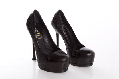 YSL Black Embroider Heels SZ 35