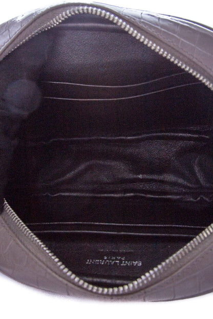 YSL Grey Embossed Croc Blogger  Cross-Body