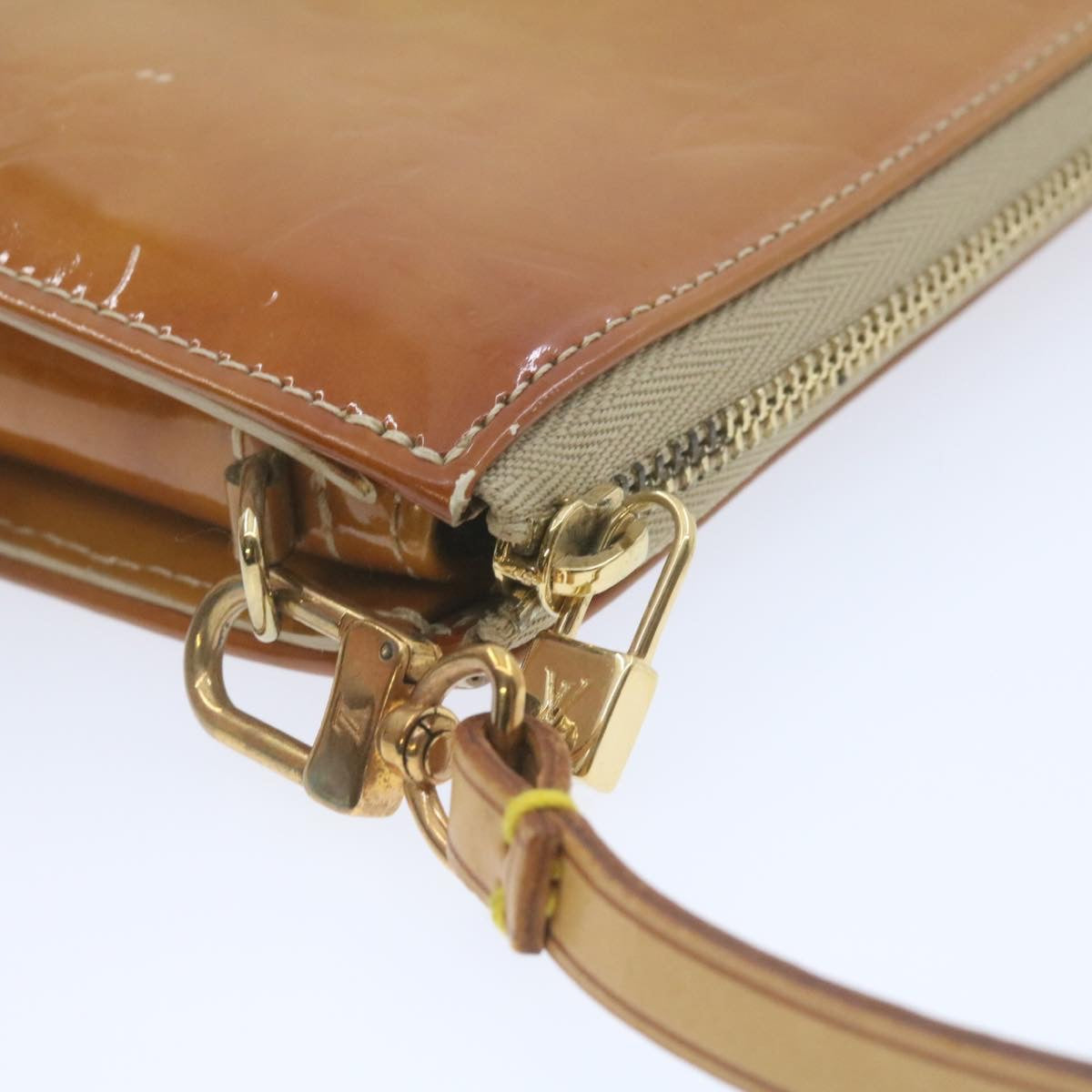 LOUIS VUITTON Monogram Vernis Lexington Pouch Beige M91010 LV Auth am961g