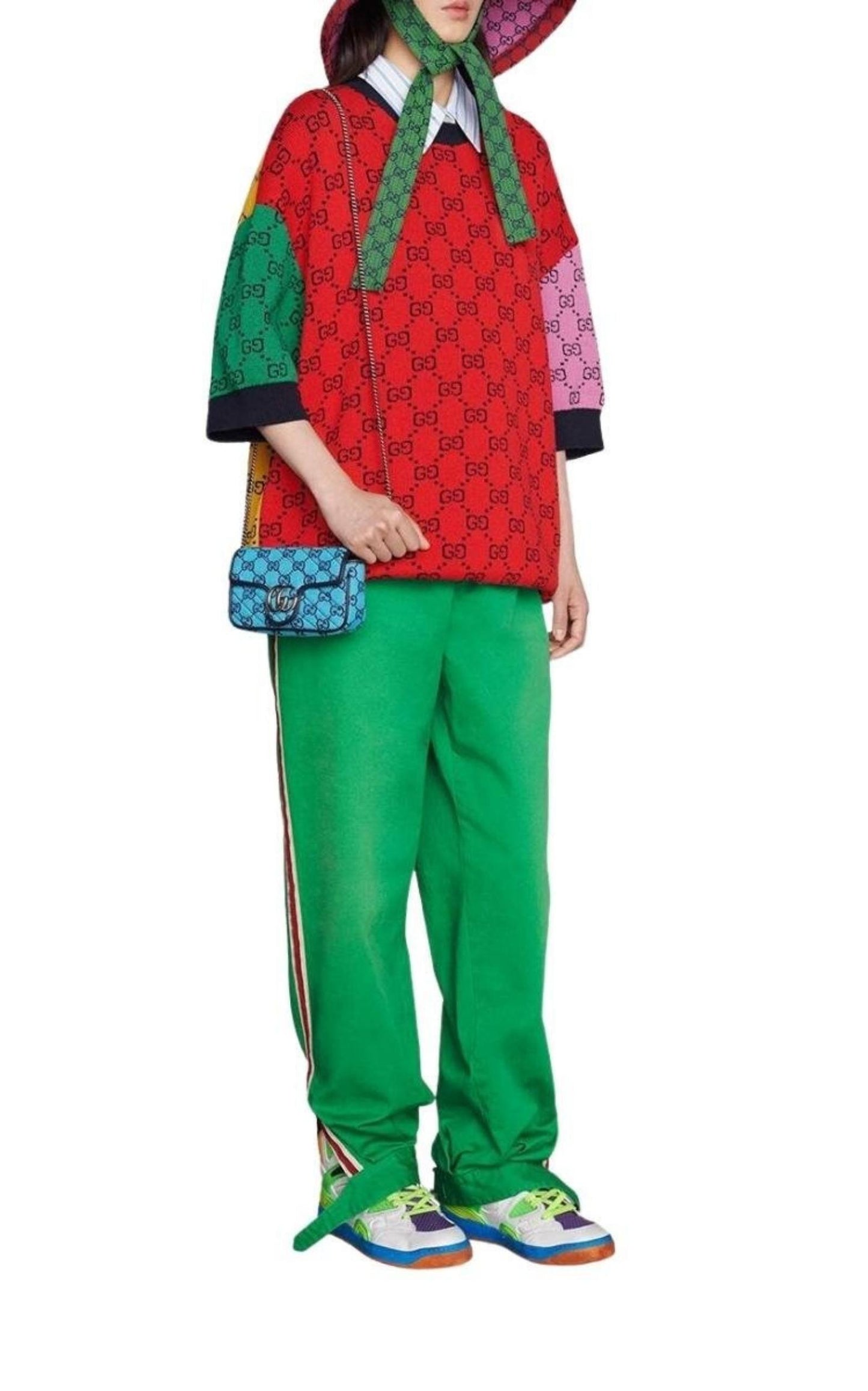 Blue GG Marmont Blue Super Mini Bag