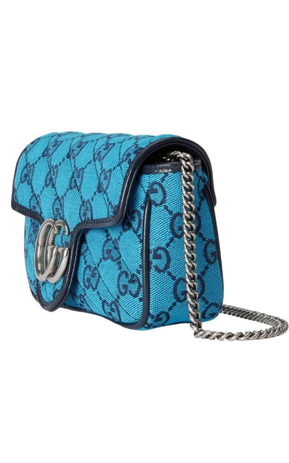Blue GG Marmont Blue Super Mini Bag