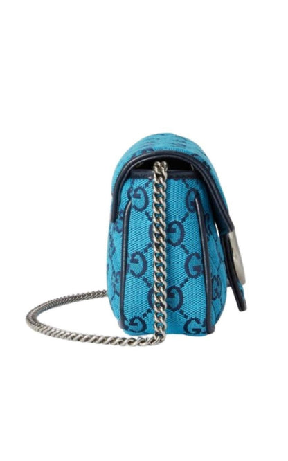 Blue GG Marmont Blue Super Mini Bag