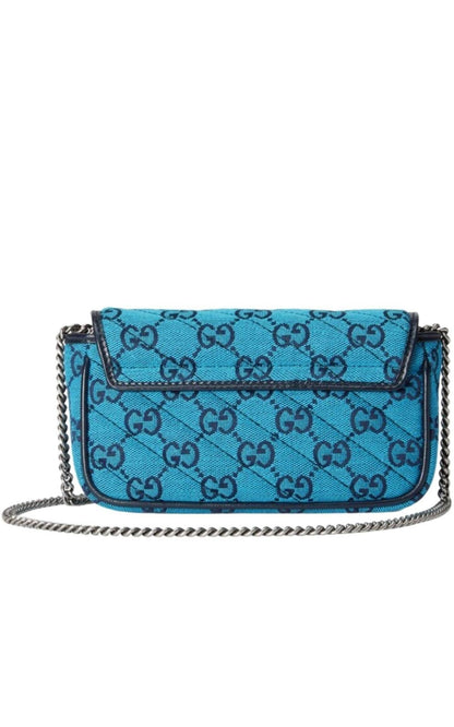 Blue GG Marmont Blue Super Mini Bag