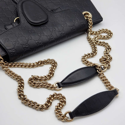 Gucci Emily Guccissima Large Black Shoulder Bag