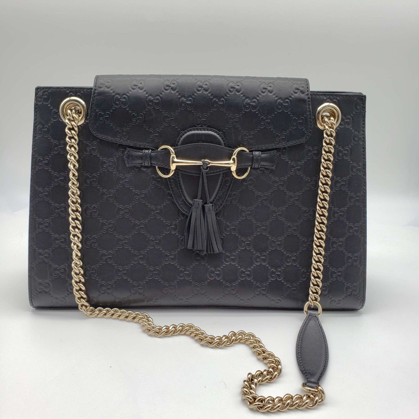 Gucci Emily Guccissima Large Black Shoulder Bag