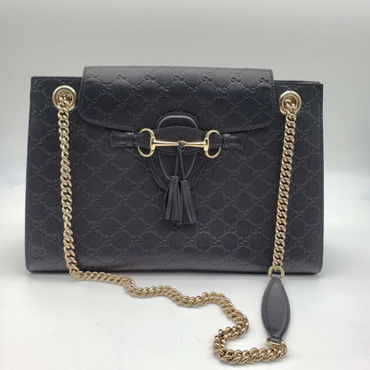 Gucci Emily Guccissima Large Black Shoulder Bag