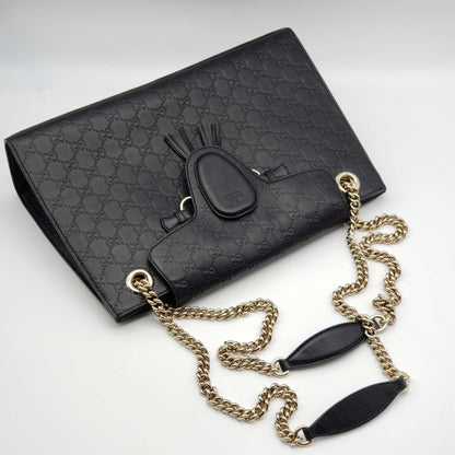 Gucci Emily Guccissima Large Black Shoulder Bag