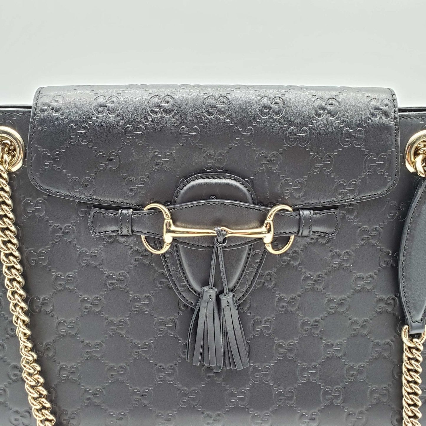 Gucci Emily Guccissima Large Black Shoulder Bag