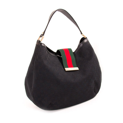 Gucci GG Black Canvas Hobo Bag