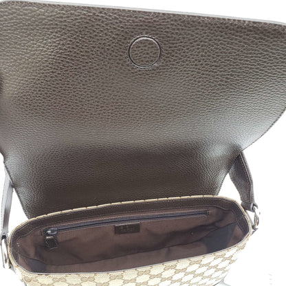 Gucci GG Canvas Leather Brown Messenger Shoulder Bag