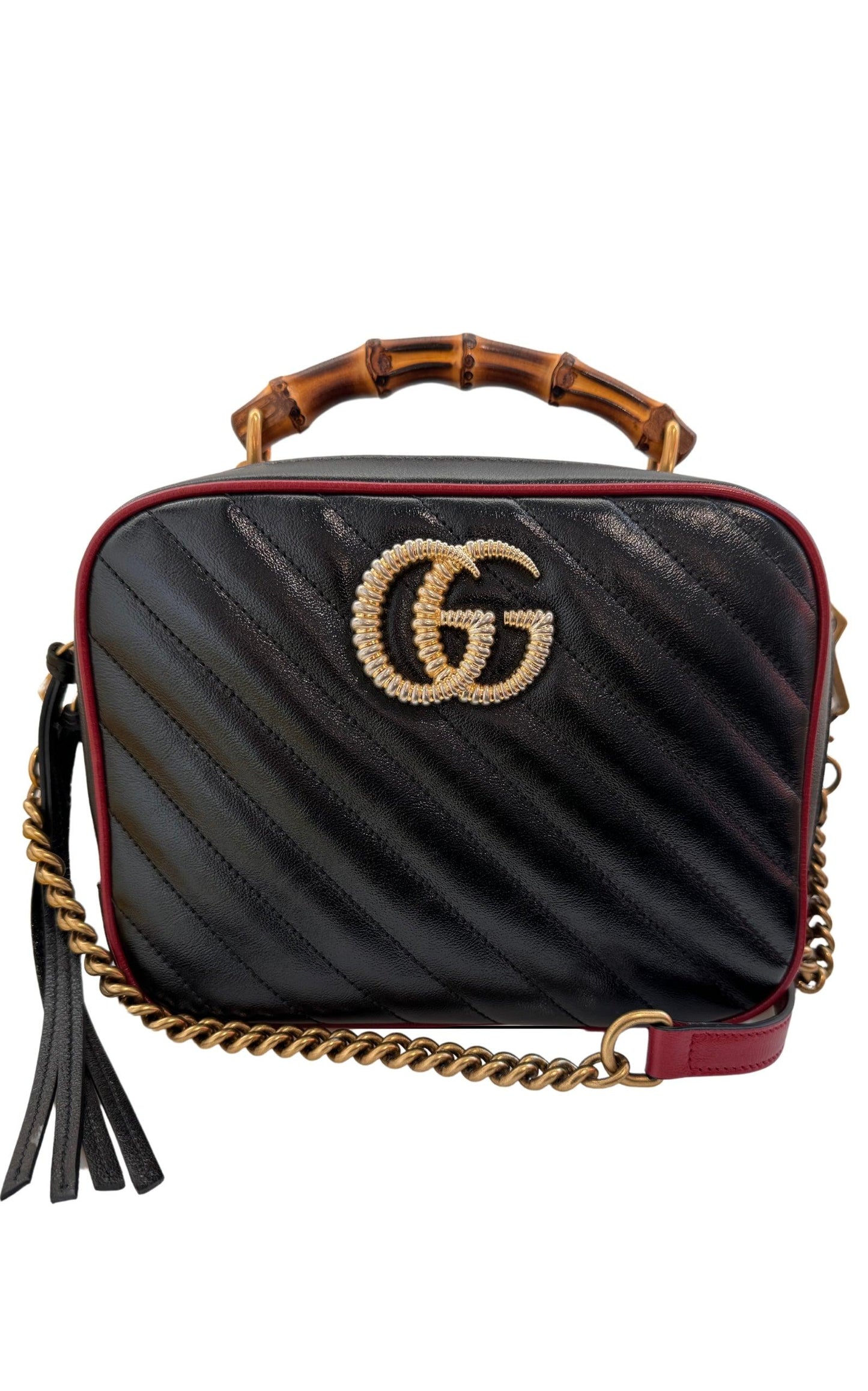 GG Marmont Matelassé Bamboo Handle Shoulder Bag