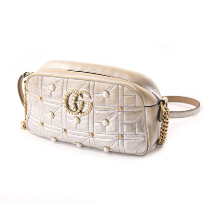Gucci GG Marmont Matelassé Silver Metallic Bag