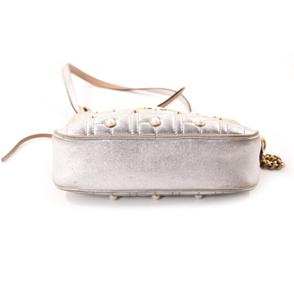 Gucci GG Marmont Matelassé Silver Metallic Bag