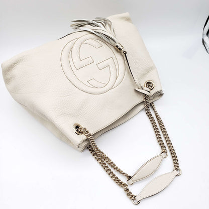 Gucci GG Soho on Chain Medium White Shoulder Bag