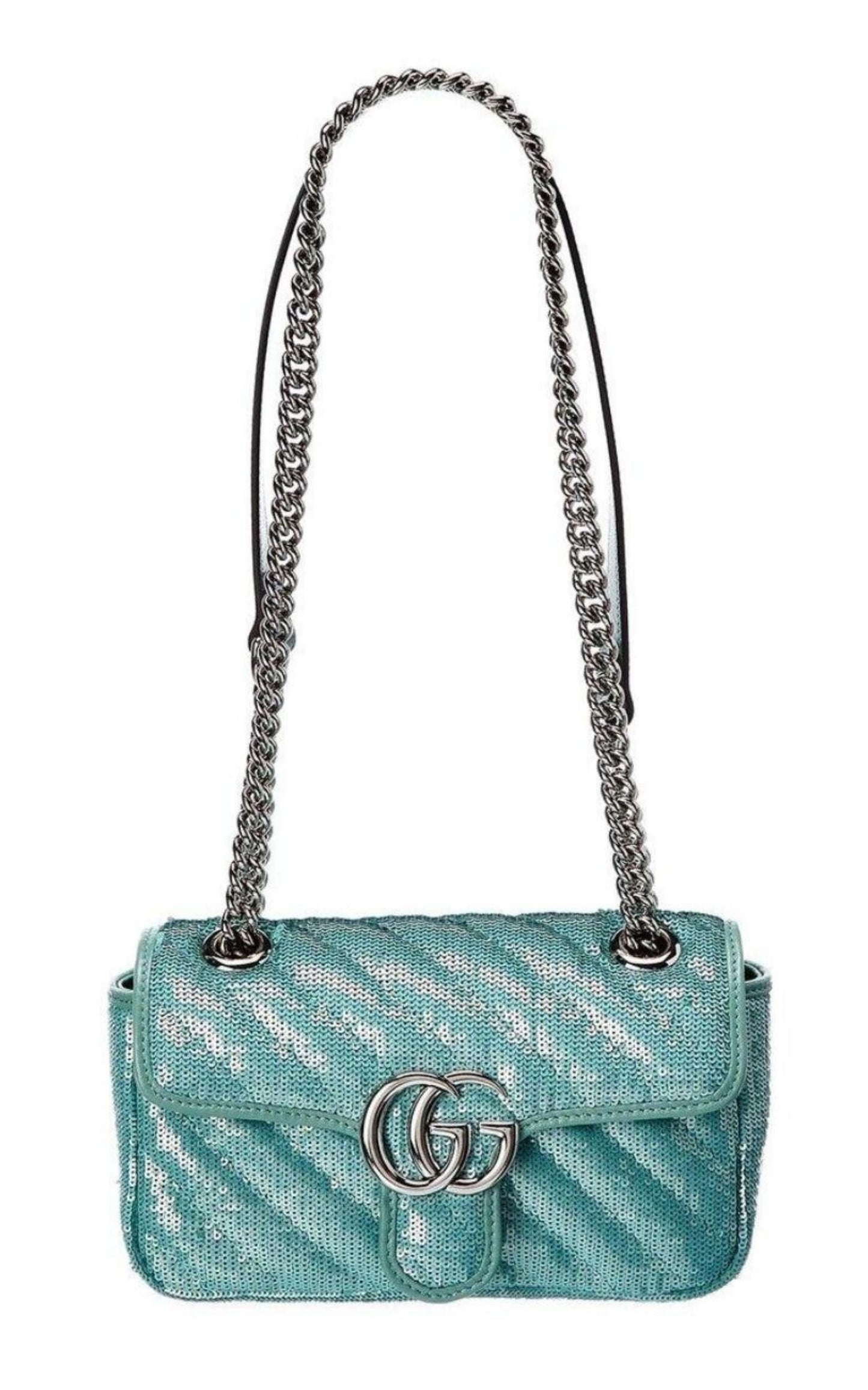 Green GG Marmont Mini Sequin Shoulder Bag