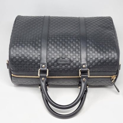 Gucci Guccissima Black Medium Boston Satchel Bag