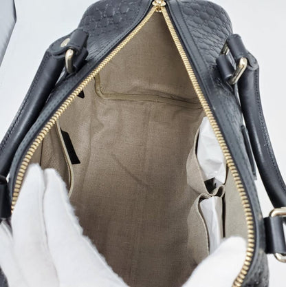 Gucci Guccissima Black Medium Boston Satchel Bag