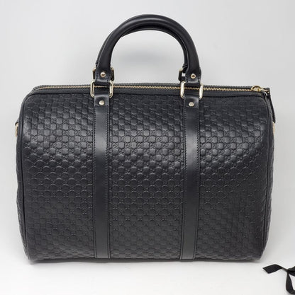 Gucci Guccissima Black Medium Boston Satchel Bag