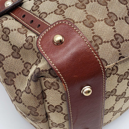 Gucci Leather and Canvas Brown Shoulder Bag