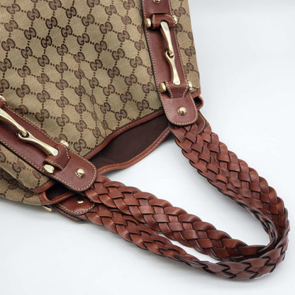 Gucci Leather and Canvas Brown Shoulder Bag