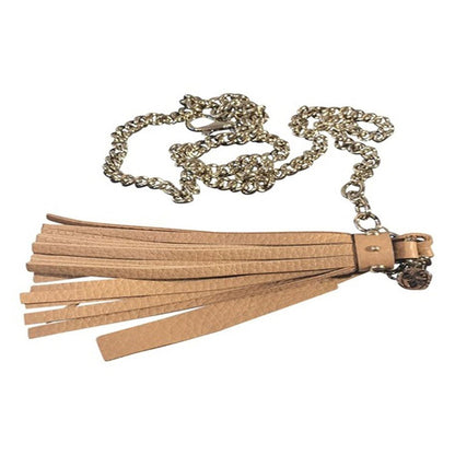 Gucci Leather Tassel GG Gold Chain Camelia Beige Belt Size (32) 388992
