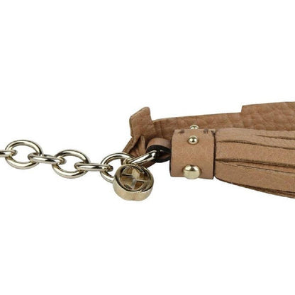 Gucci Leather Tassel GG Gold Chain Camelia Beige Belt Size (32) 388992