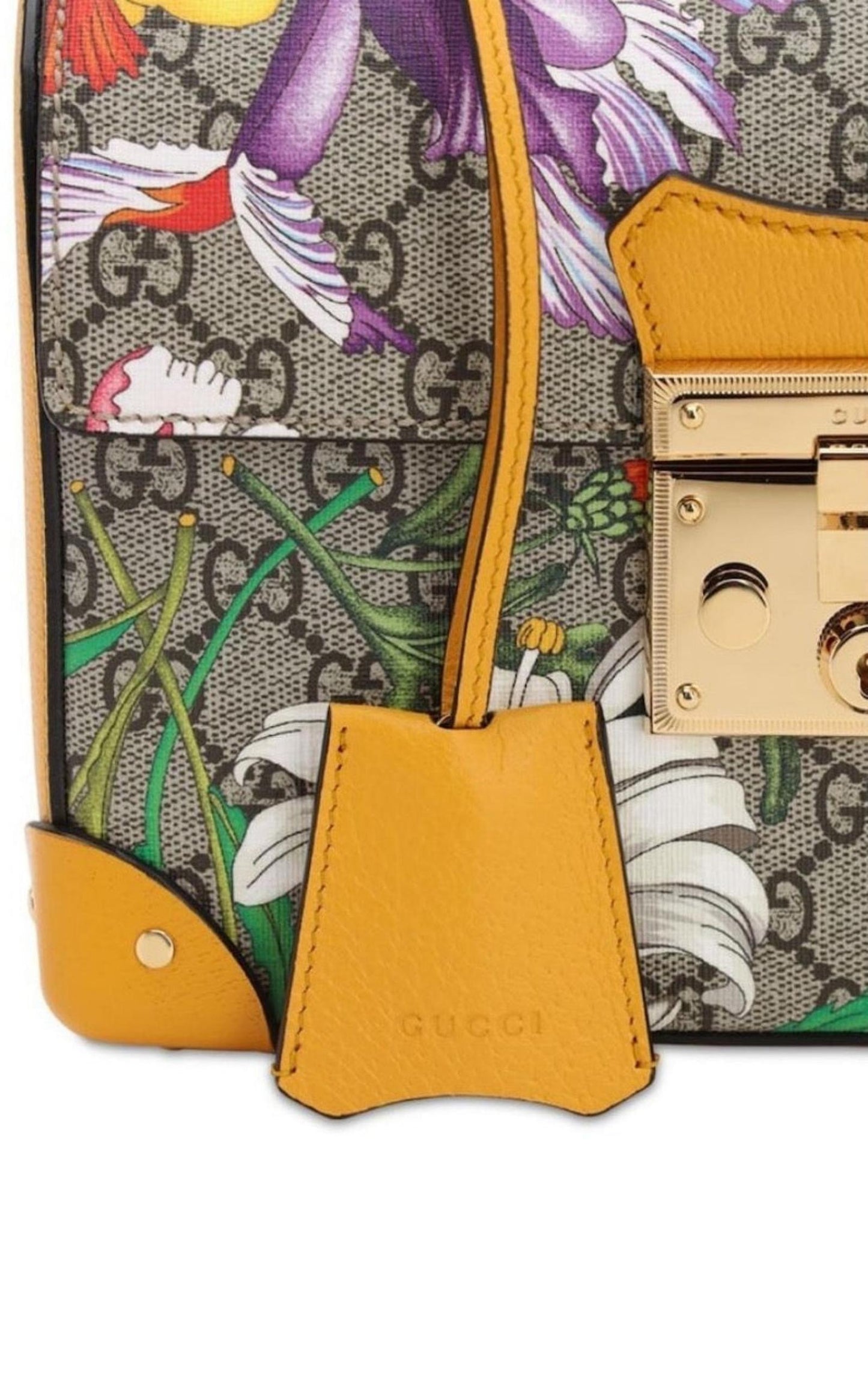 Multicolor Small GG Flora Bamboo Padlock Bag