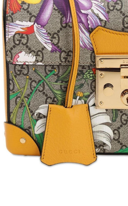 Multicolor Small GG Flora Bamboo Padlock Bag