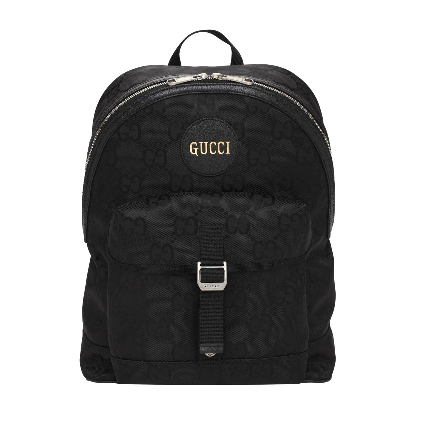 Gucci Off The Grid GG Embroidered Black Nylon Leather Trim Backpack