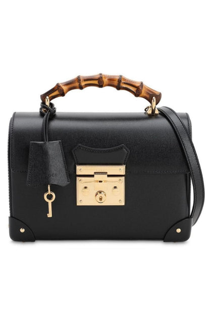 Padlock Small Bamboo Black Shoulder Bag