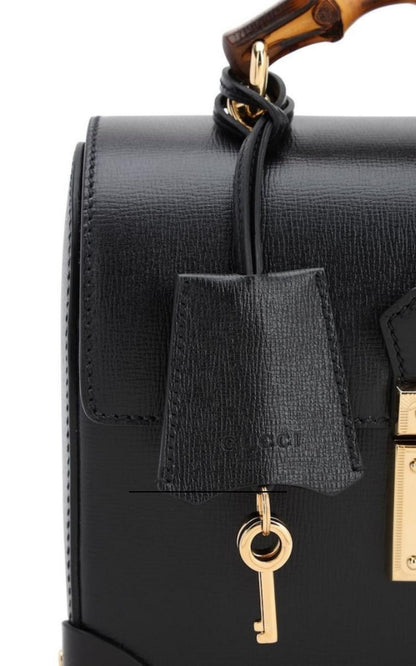 Padlock Small Bamboo Black Shoulder Bag