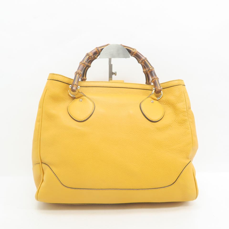 Gucci Shopper Bag Bamboo Yellow Calfskin Tote