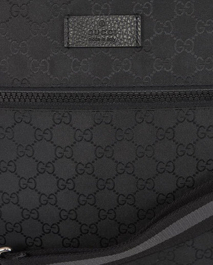 Gucci Unisex GG Guccissima Web Black Canvas Messenger Bag Crossbody 449185
