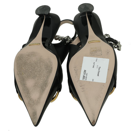 Gucci Black Horsebit & Chain Slingback 39