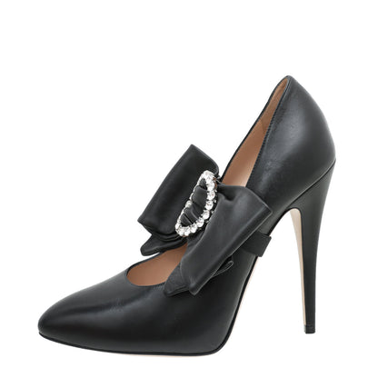 Gucci Black Elaisa Removable Bow Pumps 37.5