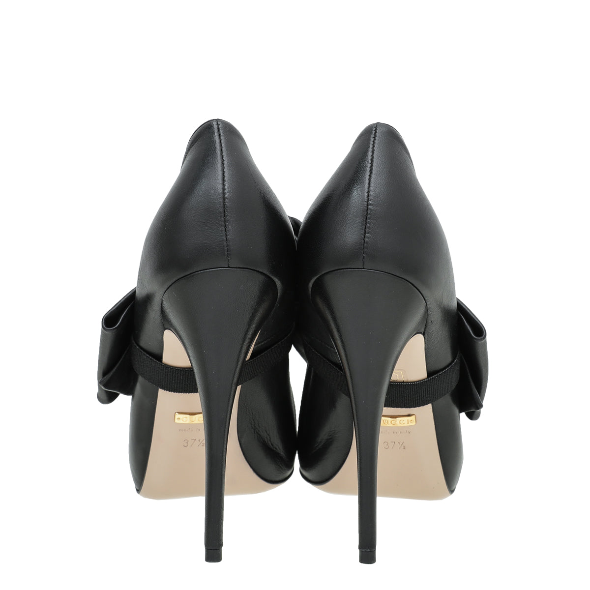 Gucci Black Elaisa Removable Bow Pumps 37.5