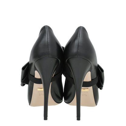 Gucci Black Elaisa Removable Bow Pumps 37.5