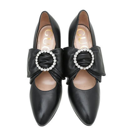 Gucci Black Elaisa Removable Bow Pumps 37.5