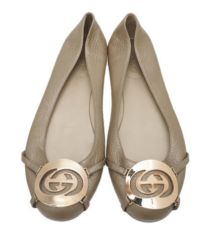 Gucci Champagne GG Buckle Flat Ballerina 37.5